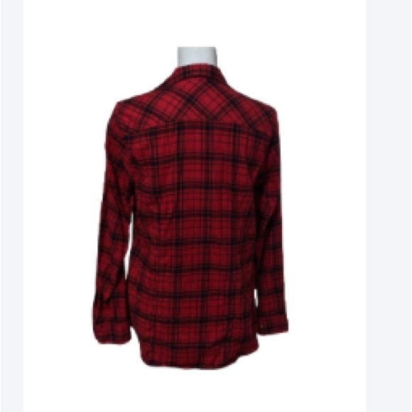 Eddie Bauer Women’s Cotton Long sleeve Shirt Button Down Red and Black Plaid - Picture 2 of 4